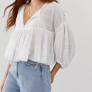 Free People Beaumont Mews Ballon Sleeve Blouse Size M